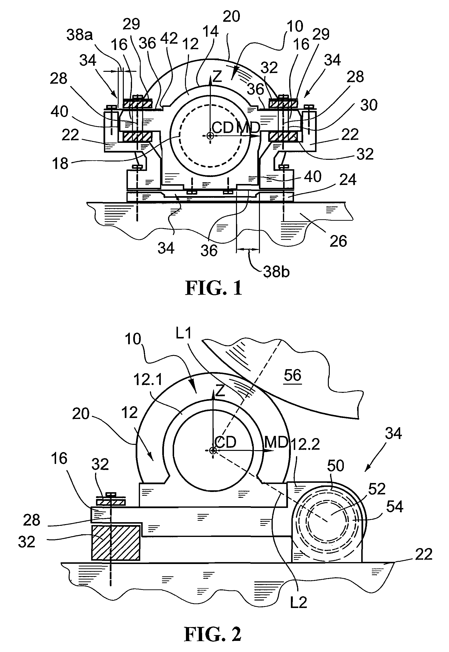 Support arrangement of roll in fibrous-web machine