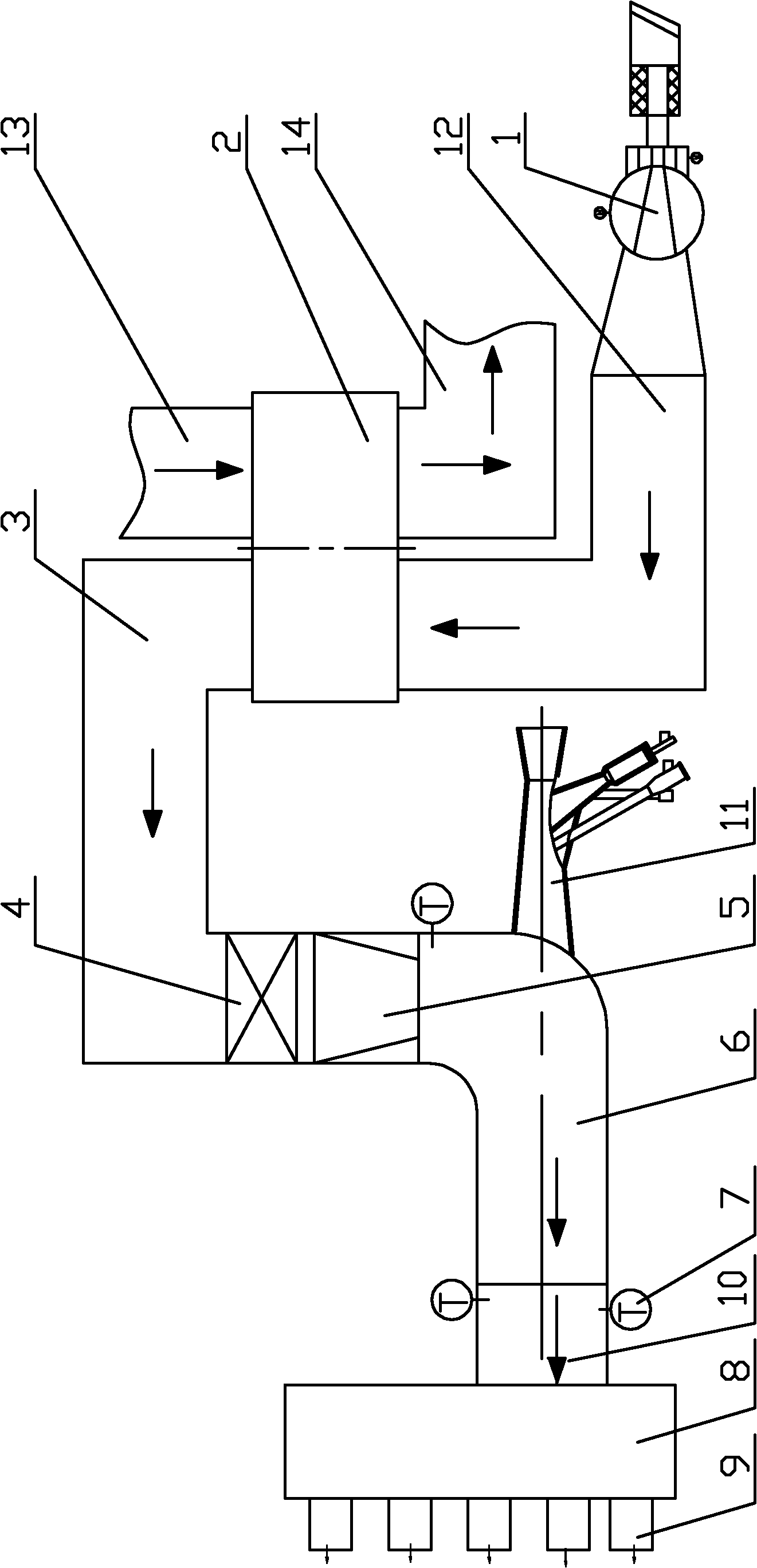 System for increasing pulverizing and drying output force during doped lignitous coal burning of burning bituminous coal boiler