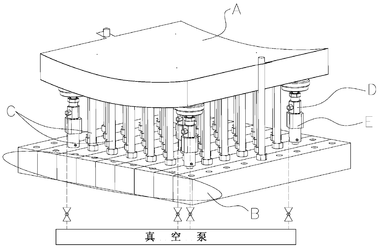 Multi-point-based large-curvature panel ultra-precision machining flexible clamping system