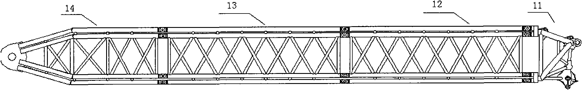 Multi-main-chord arm support for crane