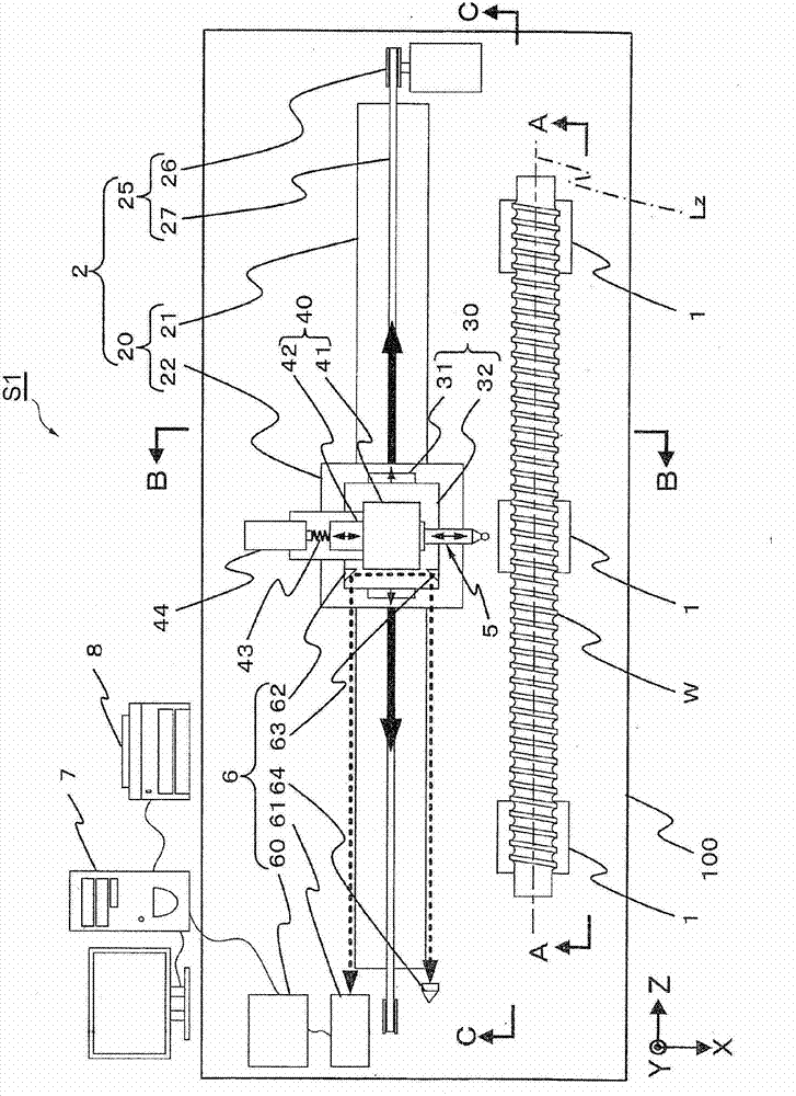 Device and method for determining accumulated lead errors of ball screw shaft