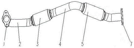 Automobile muffler inlet pipe assembly and its layout structure