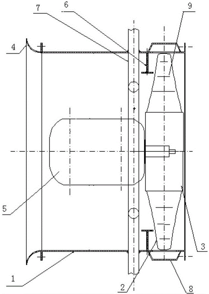 Spray axial flow fan with side wall spray pipes