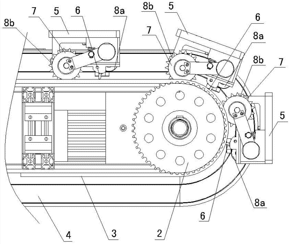 A sprocket accumulation type conveyor turning drive mechanism