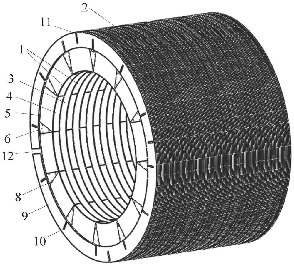 Low-eddy-current-loss primary structure of tooth groove type cylindrical linear motor