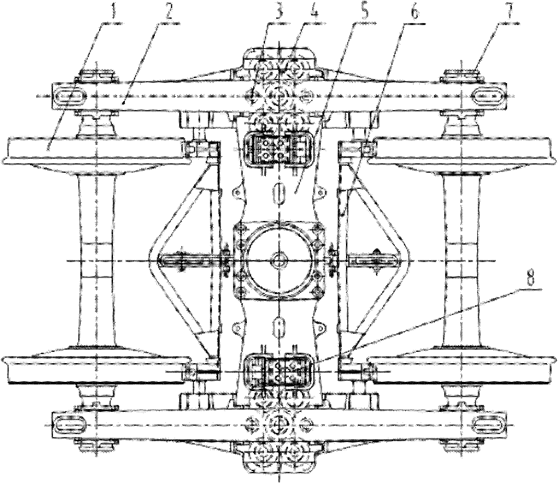 Bogie of narrow gauge railway vehicle