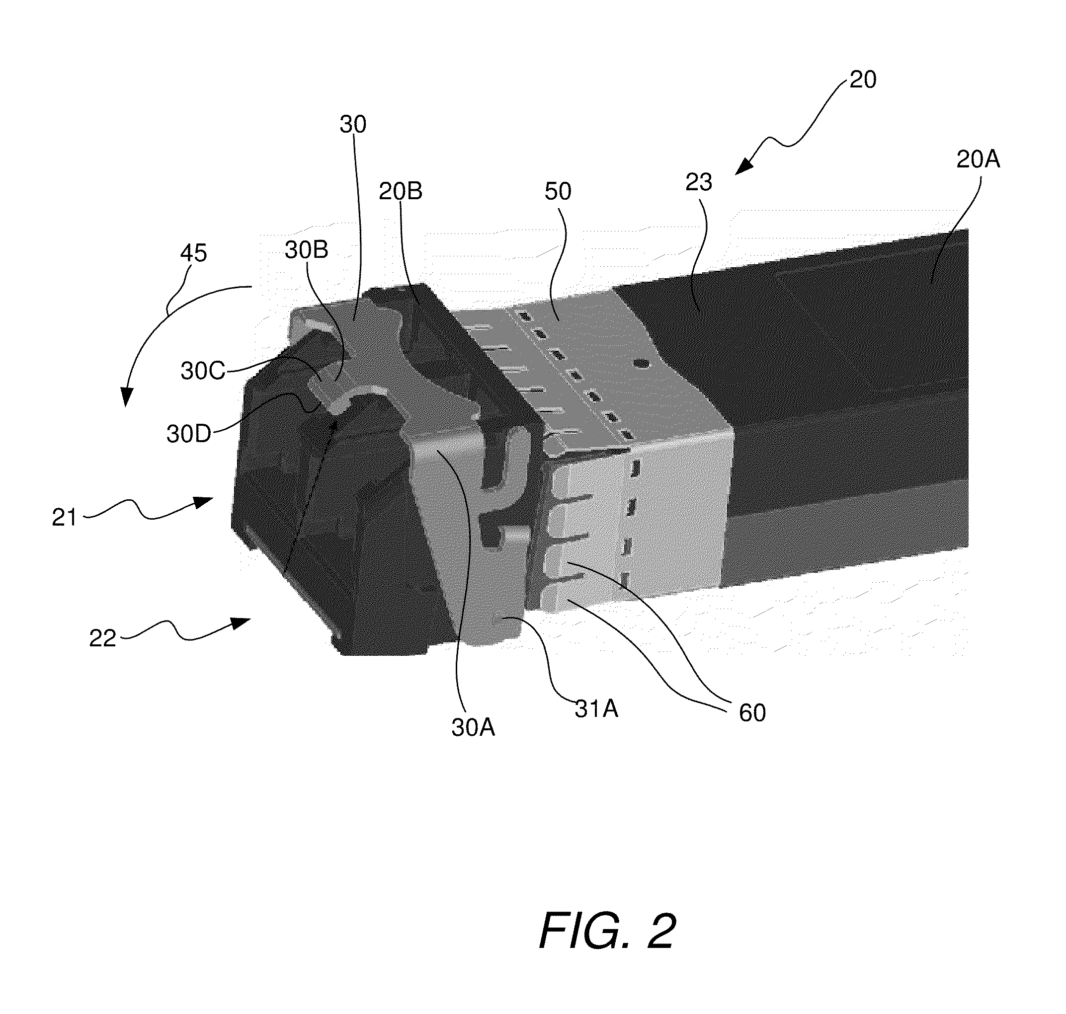 Optical transceiver module having a latching bail mechanism that uses a cam lock configuration