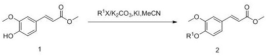 Piperazine-containing ferulic acid derivative and preparation method and application thereof