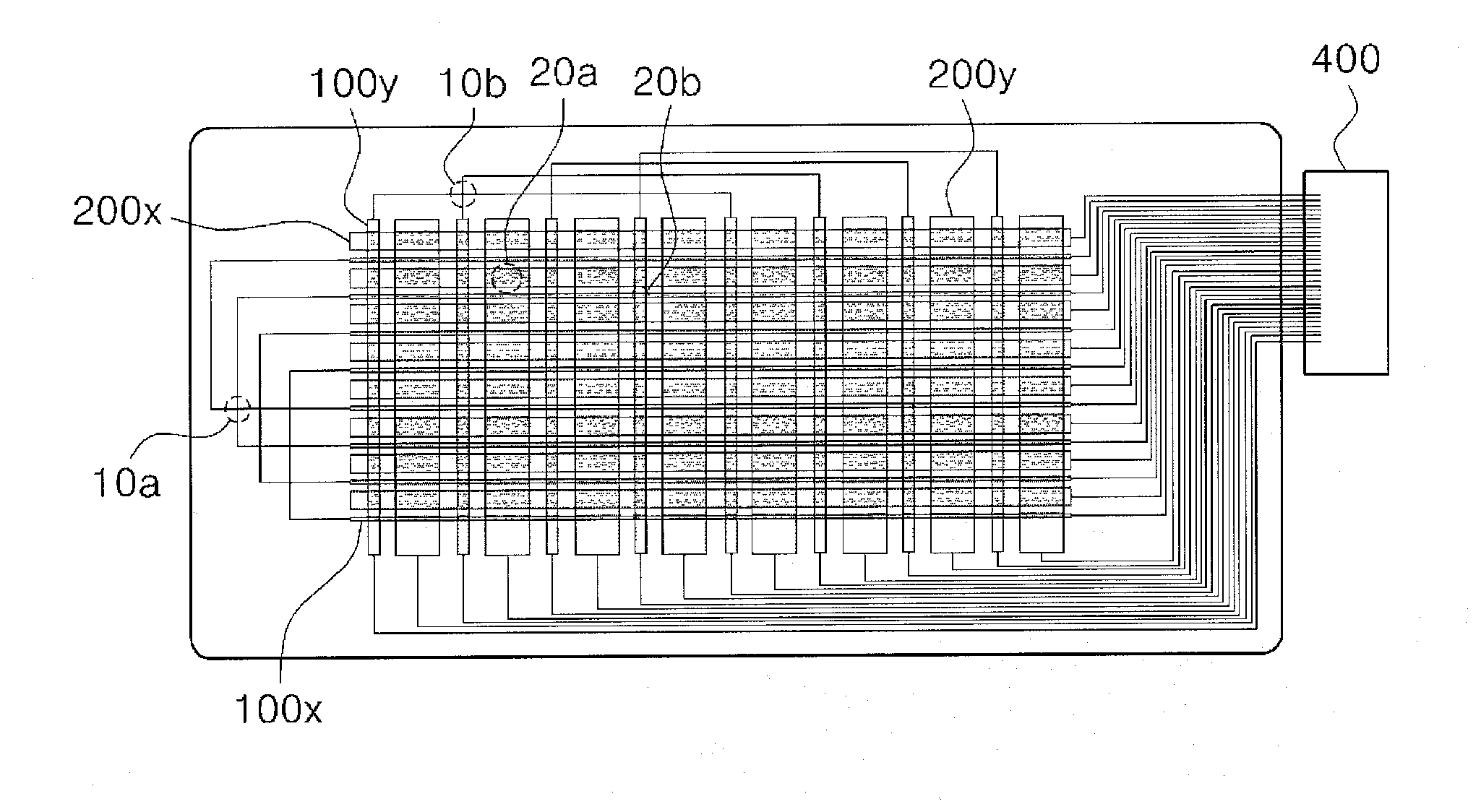 Touch panel having intersection structures for sensing patterns