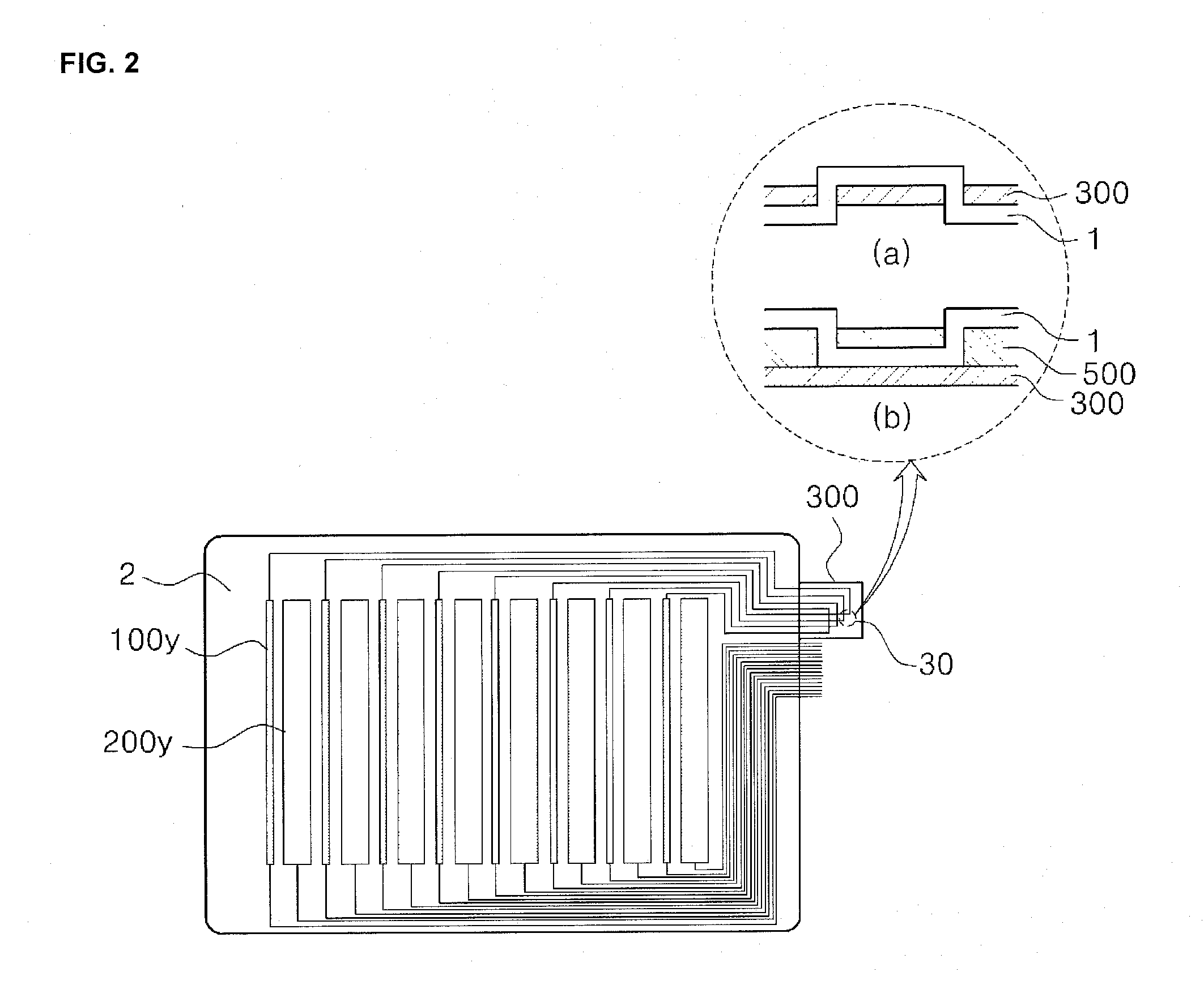 Touch panel having intersection structures for sensing patterns