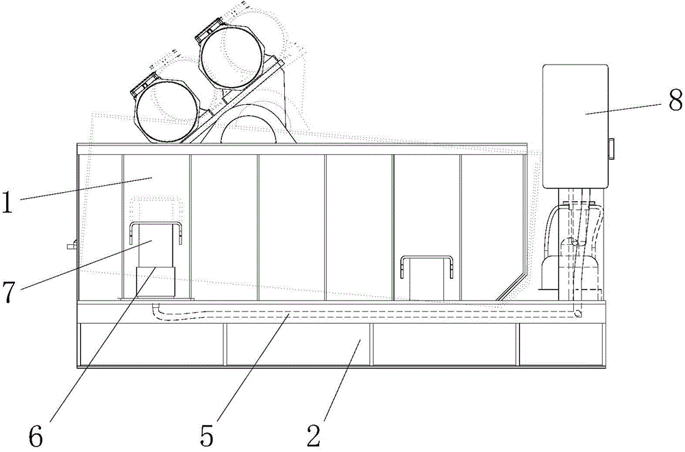 Vibrating screen with pneumatic lifting screen box