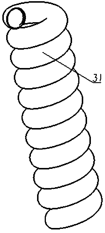 Anti-inertial impact liquid tank with cylindrical helical tube inside