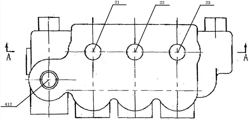 Integral triple valve and casting technology thereof