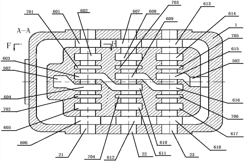 Integral triple valve and casting technology thereof