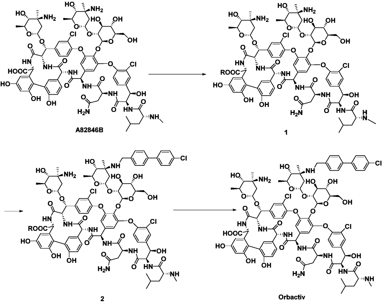 Method for preparing oritavancin by means of carboxyl protecting