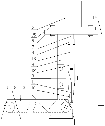 Conveying belt type long strip-shaped food shearing mechanical device