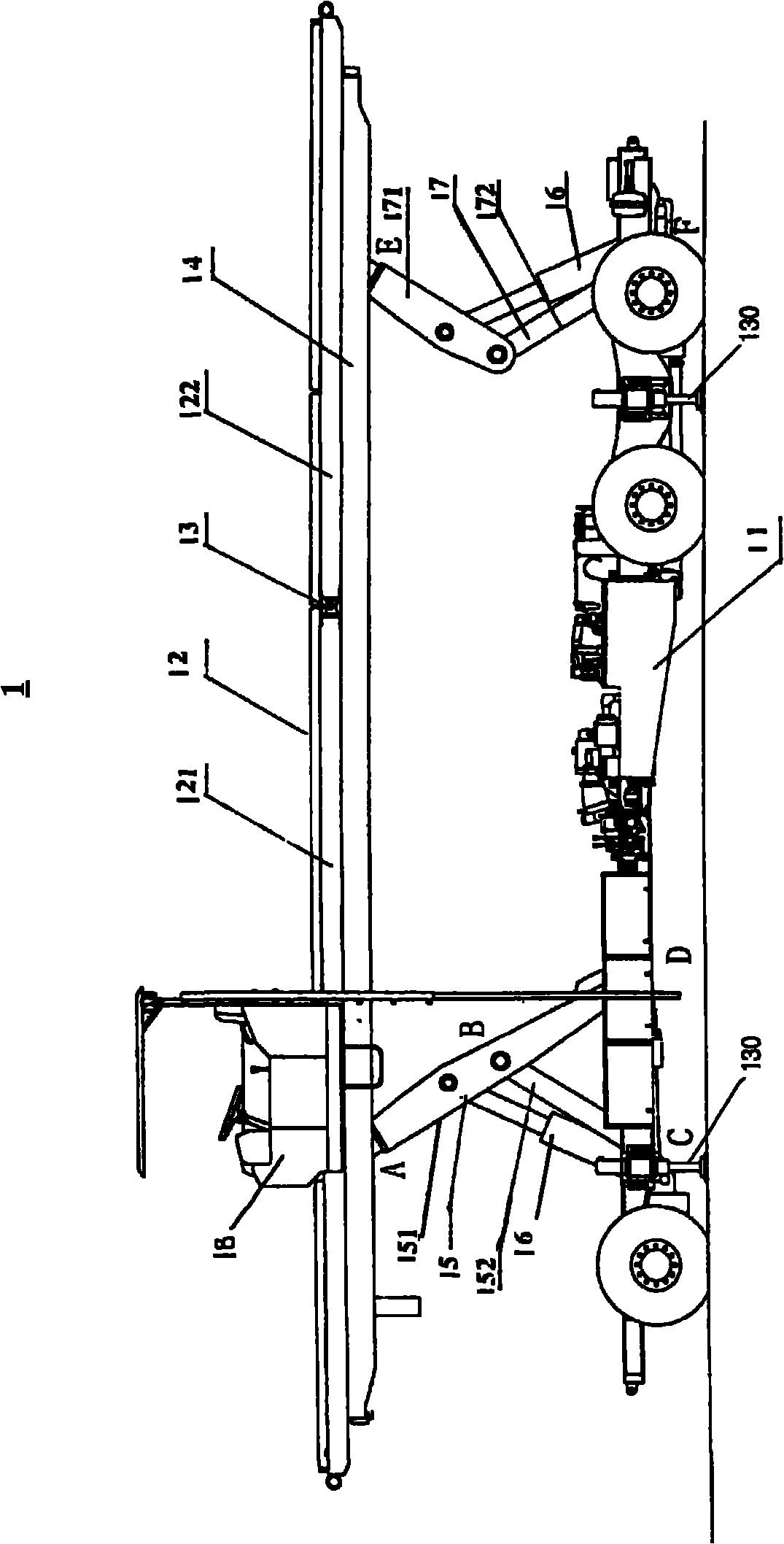 Hoisting device of military transportation platform vehicle