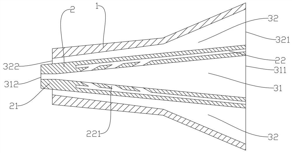 Heating cigarette double-filament gathering device and cigarette core rod forming system