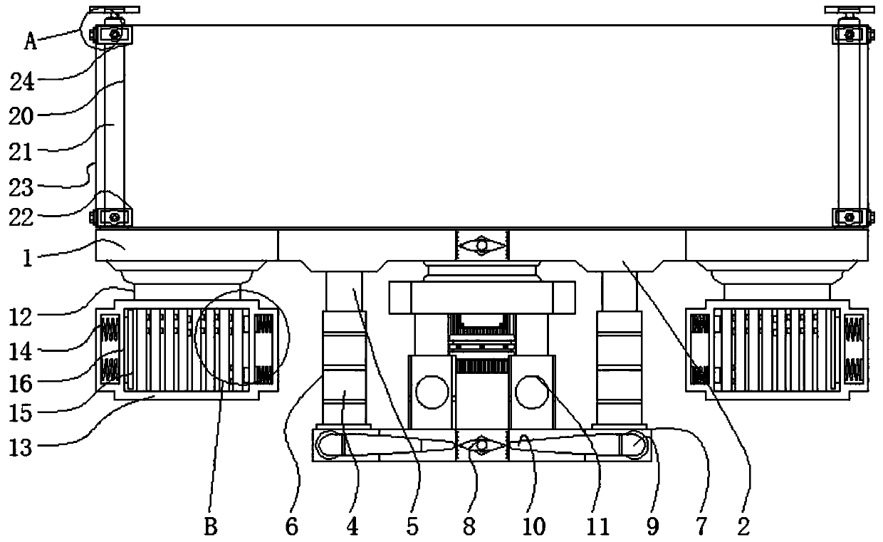 Supporting device with protection structure for building construction