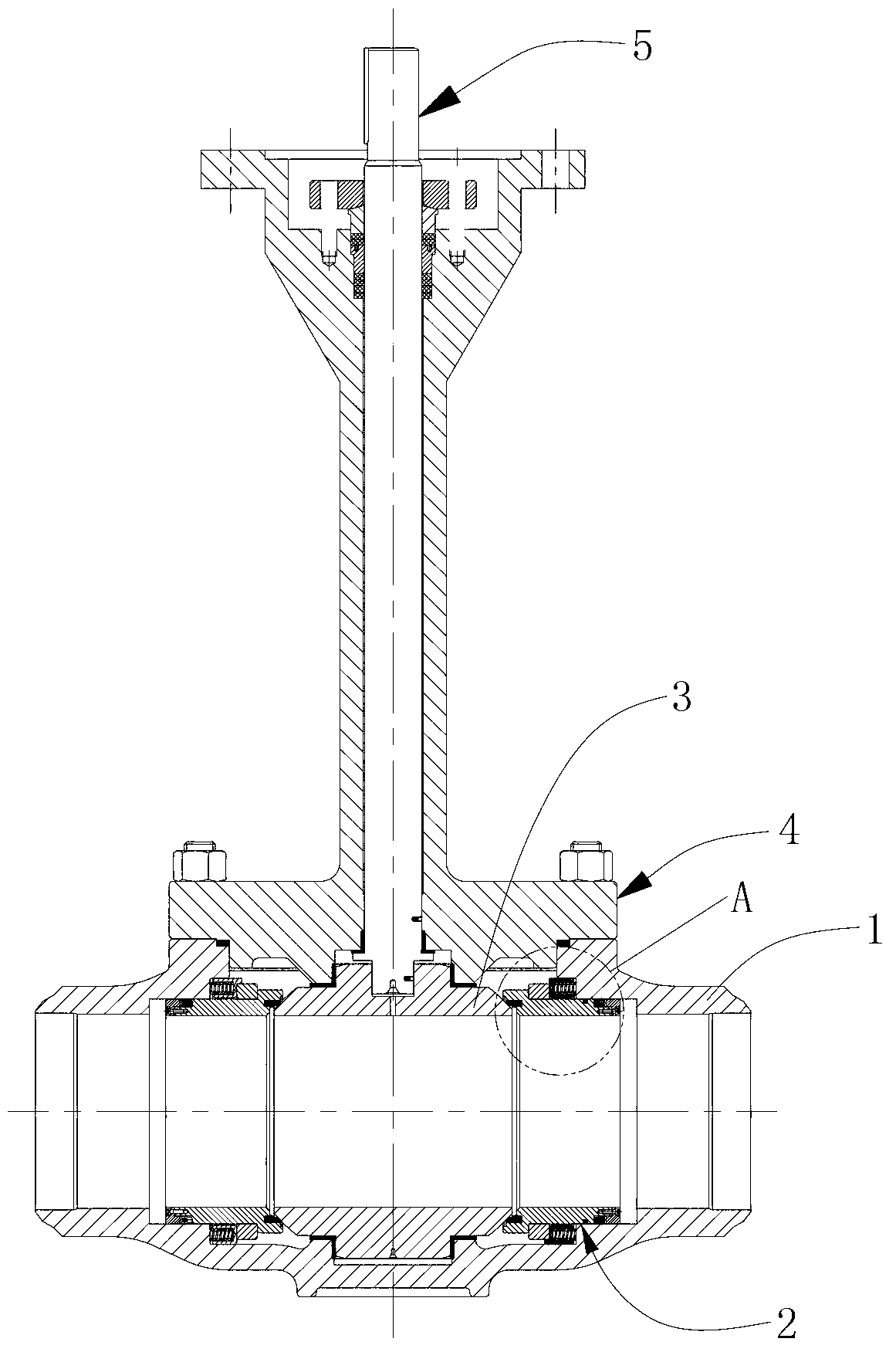 Top-mounted ultra-low temperature ball valve