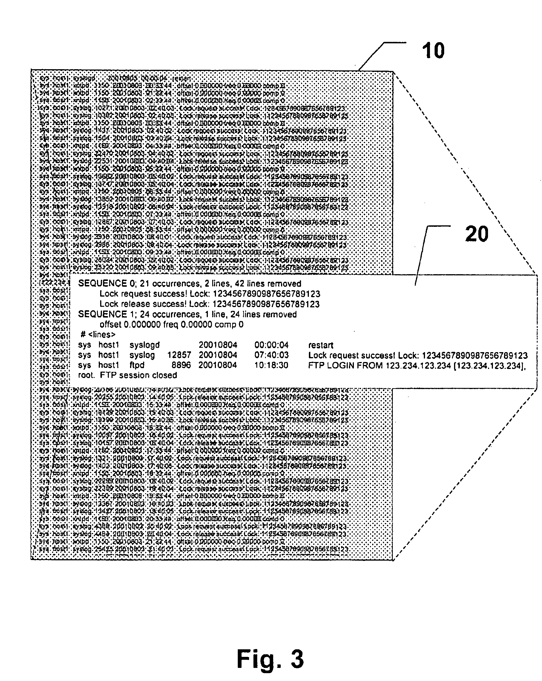 Method and apparatus for compressing log record information