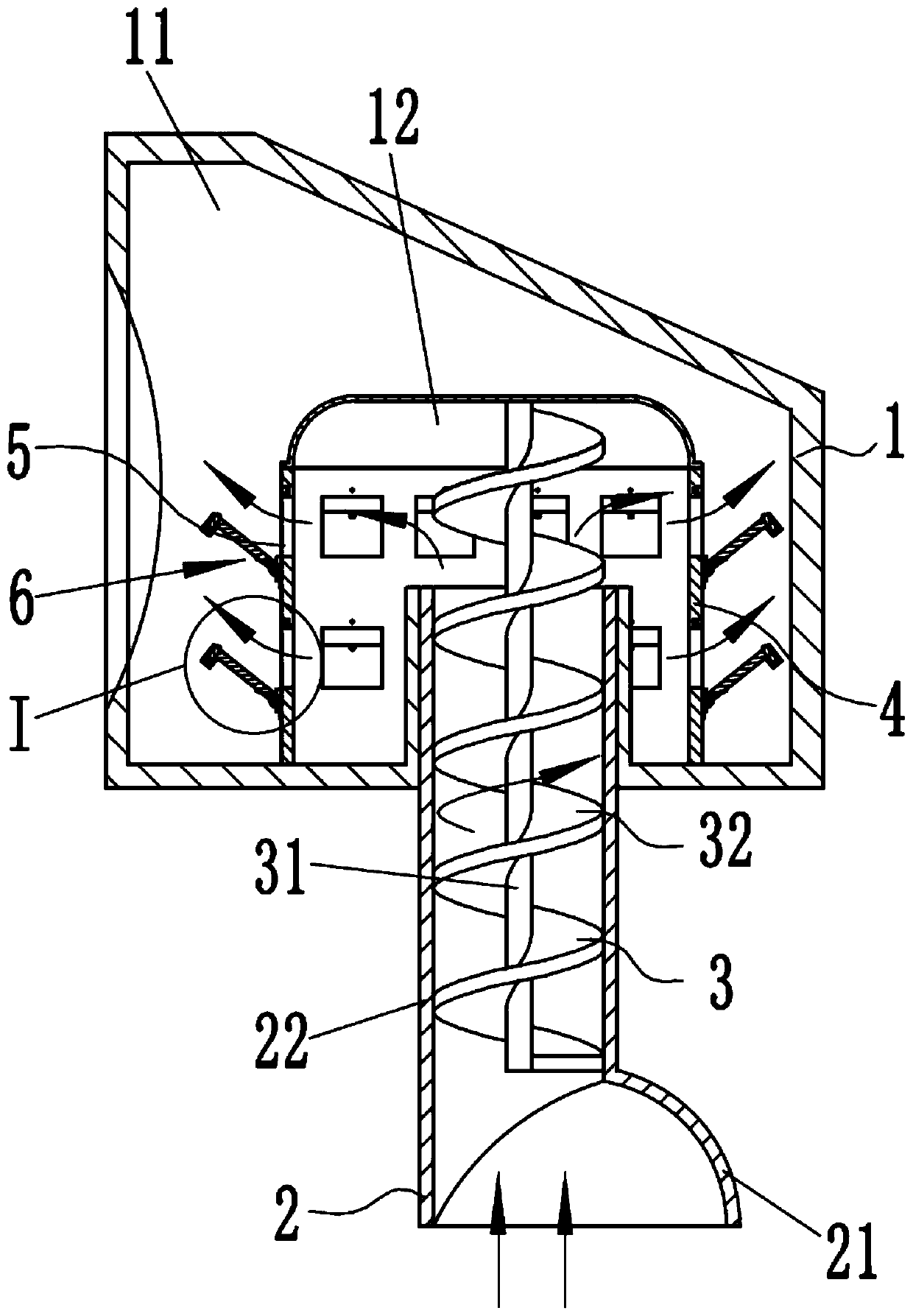 A bean grinding and peeling device