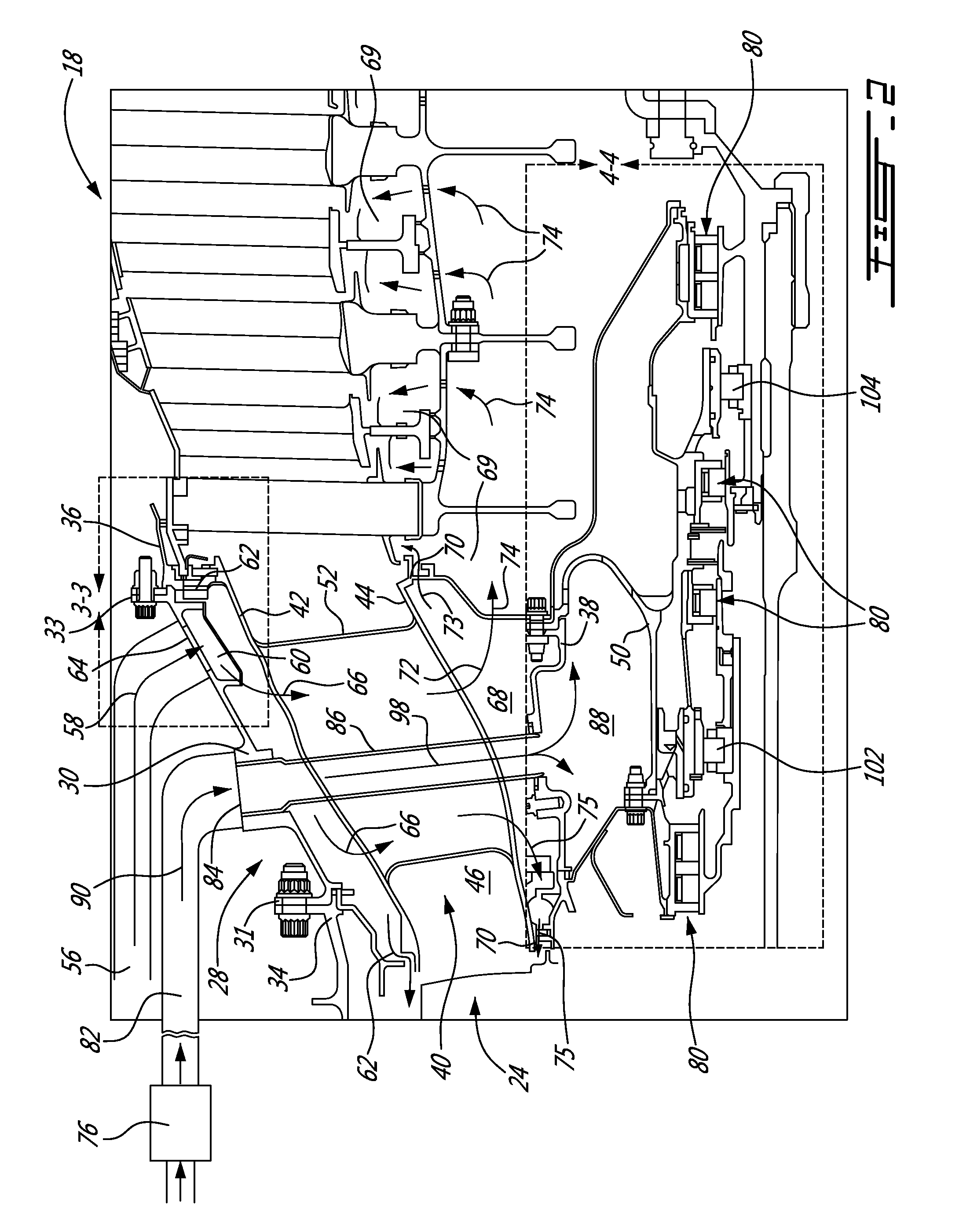 Air system architecture for a mid-turbine frame module