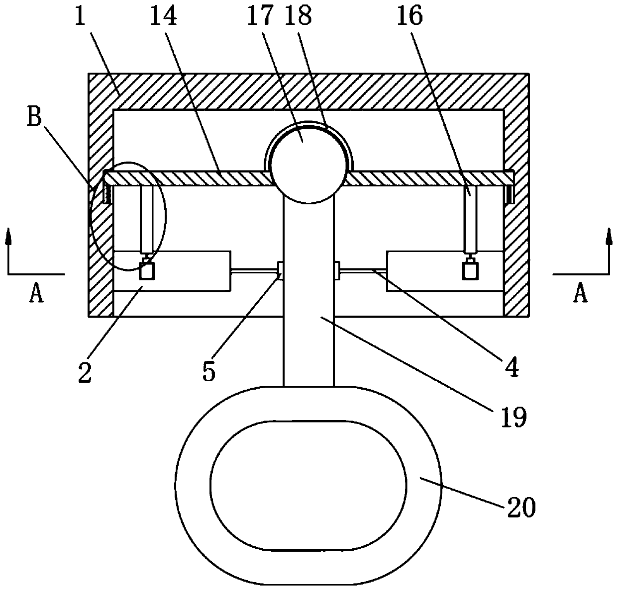 An anti-sudden braking bus hoisting ring