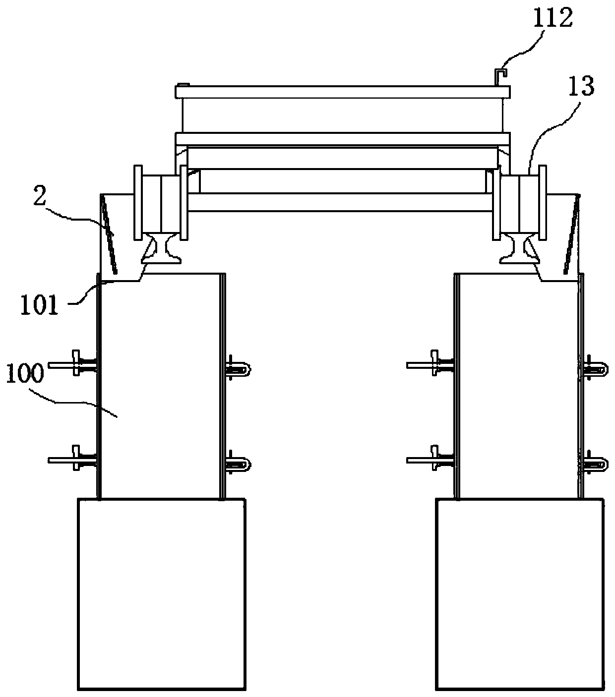 Subway engineering inspection pit stand column concrete construction auxiliary device and using method