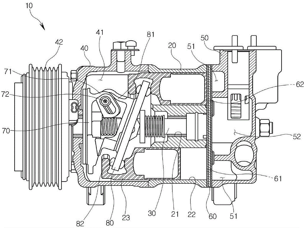 Valve assembly for variable swash plate compressor