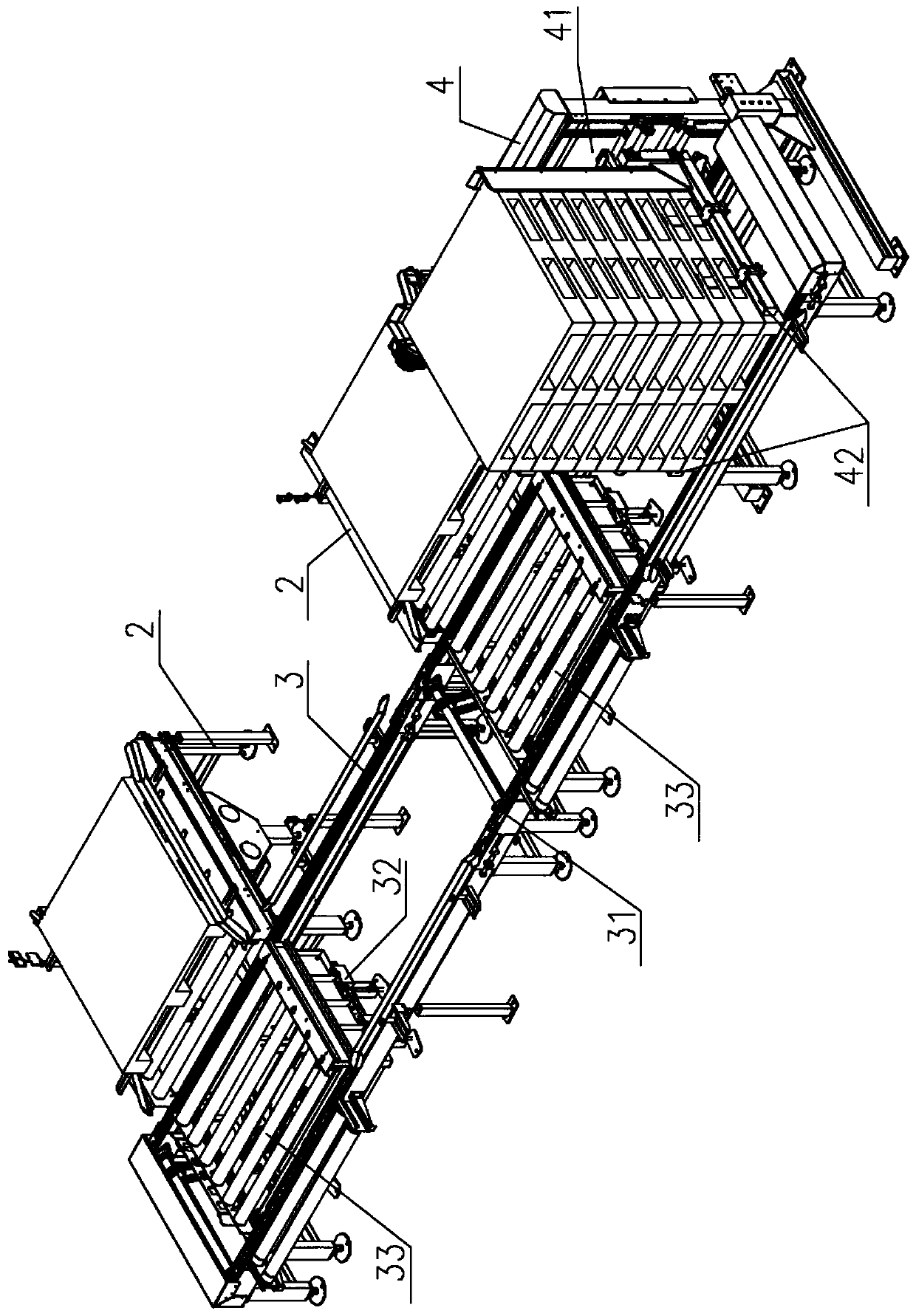 Automatic stacking system with tray jacking and transferring conveyor