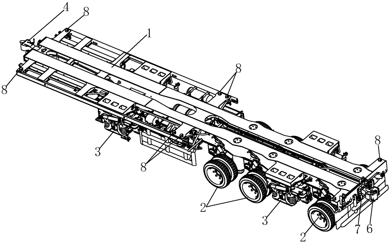 Single-axle bogie and highway and railway dual-purpose vehicle