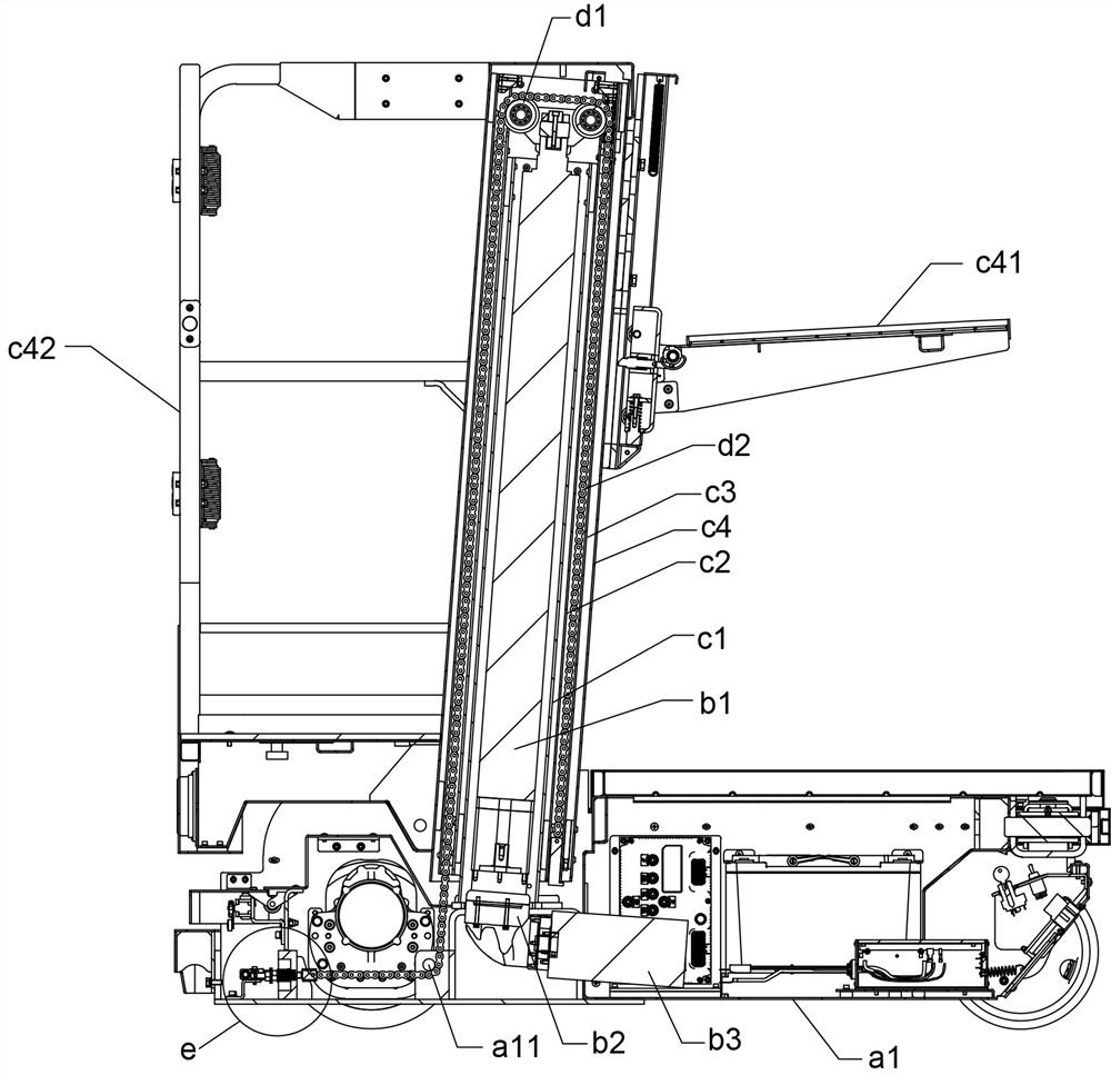 Lifting structure of electric lifting type aerial work platform vehicle