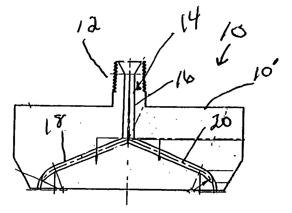 Nozzle for use in rotational casting apparatus