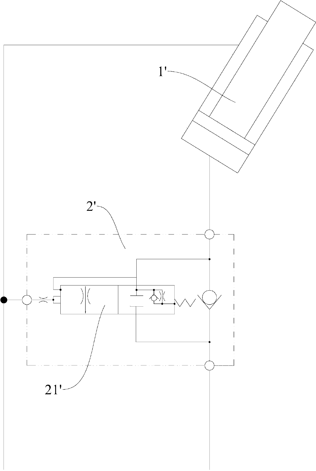 Amplitude falling hydraulic system and engineering machinery