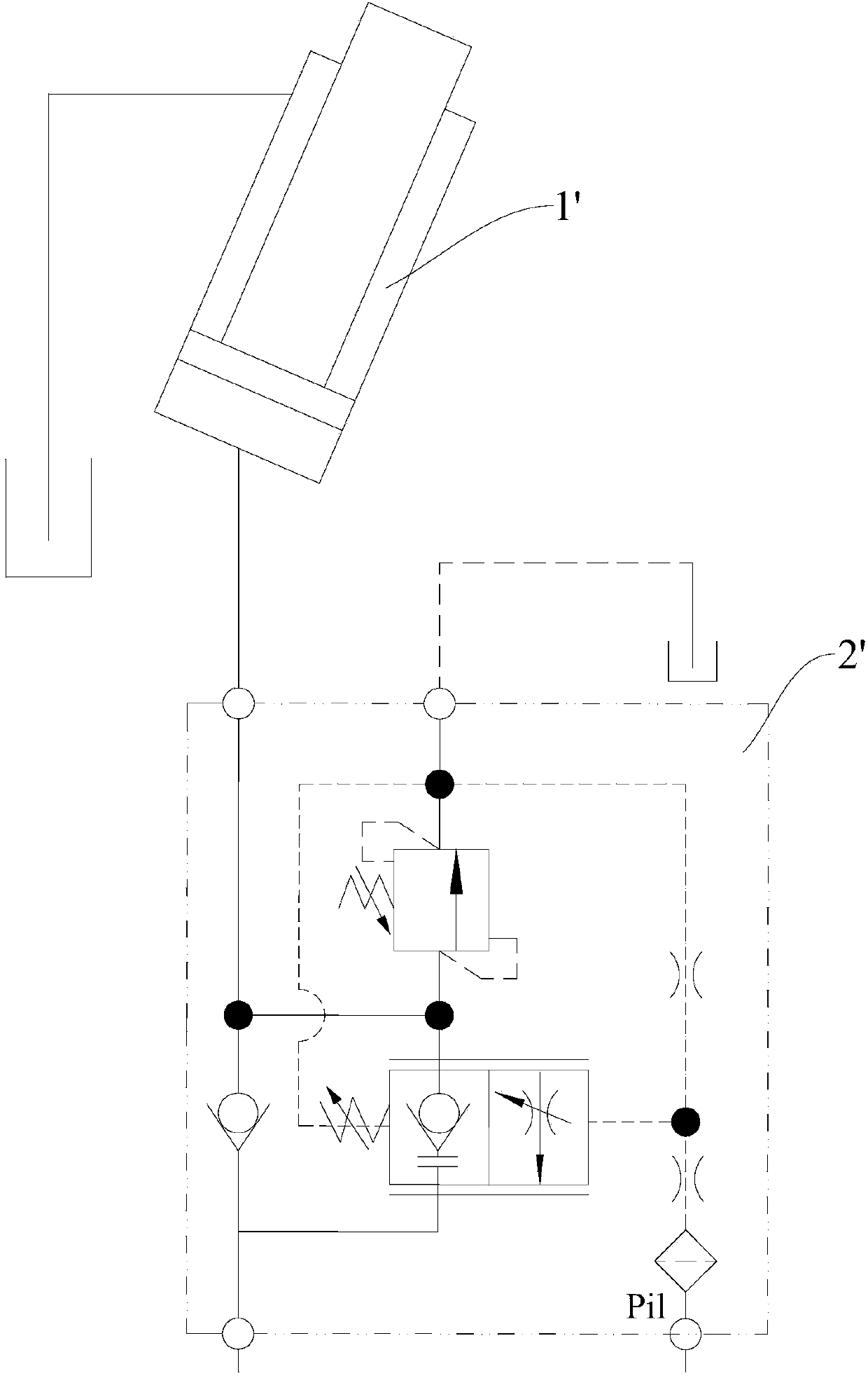 Amplitude falling hydraulic system and engineering machinery