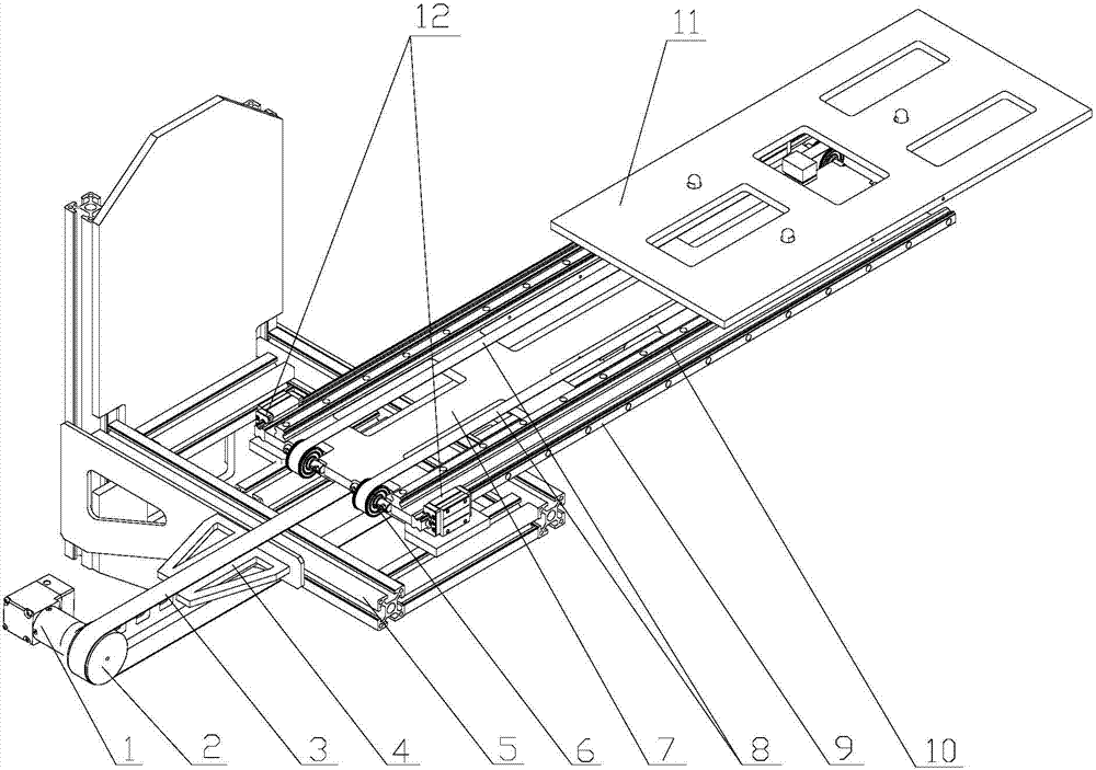 Bilateral equidistant conveying device and stacking machine using the device