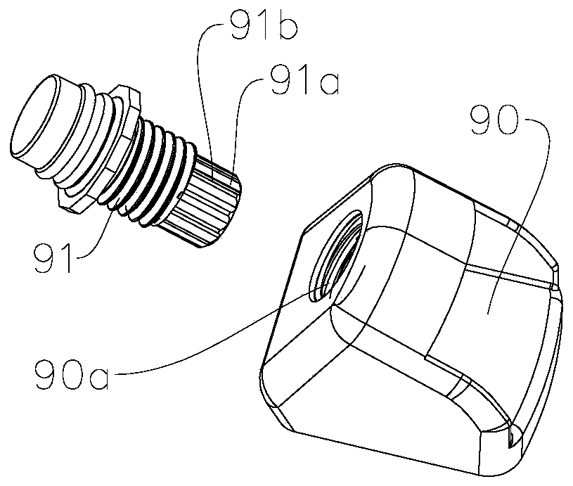 Assembling equipment for automobile tail door buffering block