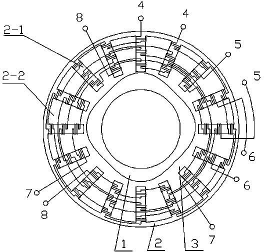 Common excitation coarse-fine coupling radial magnetic resistance type rotary transformer