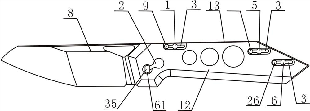 Folding knife fastened without thread or screw