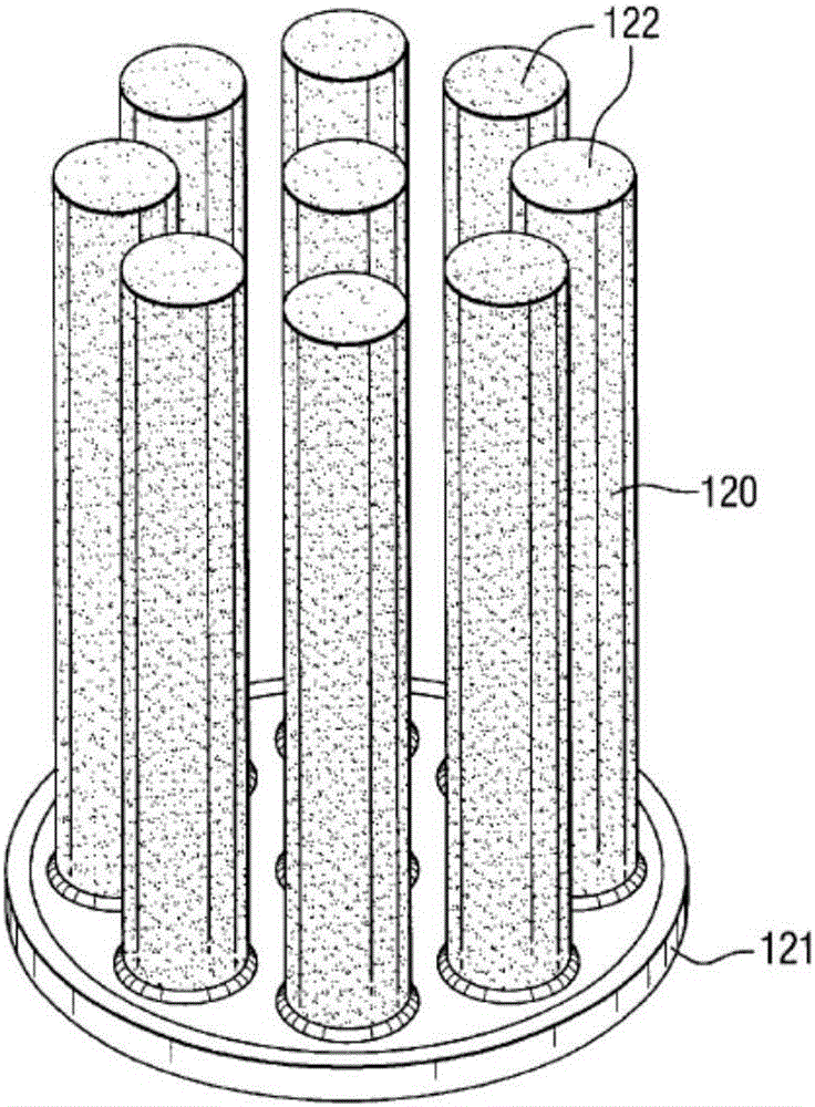 Cylindrical filter for filtering fuel gas in gas turbine