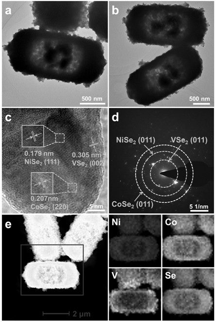 Vanadium diselenide doped nickel cobalt selenide yolk shell structure micron cuboid counter electrode catalyst and preparation method and application thereof