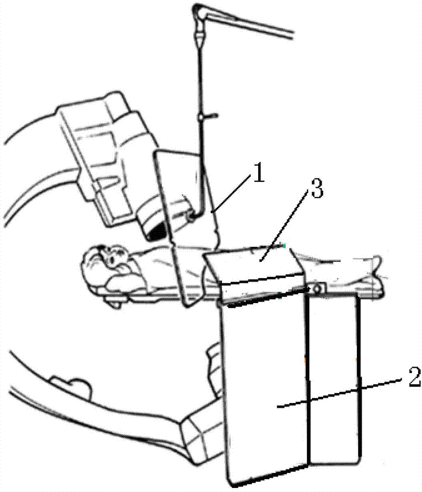 Integrated X-ray protection device on angiography machine