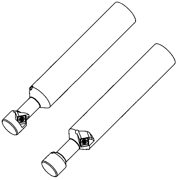 Non-eccentricity type through hole double-face chamfering tool and chamfering process using chamfering tool