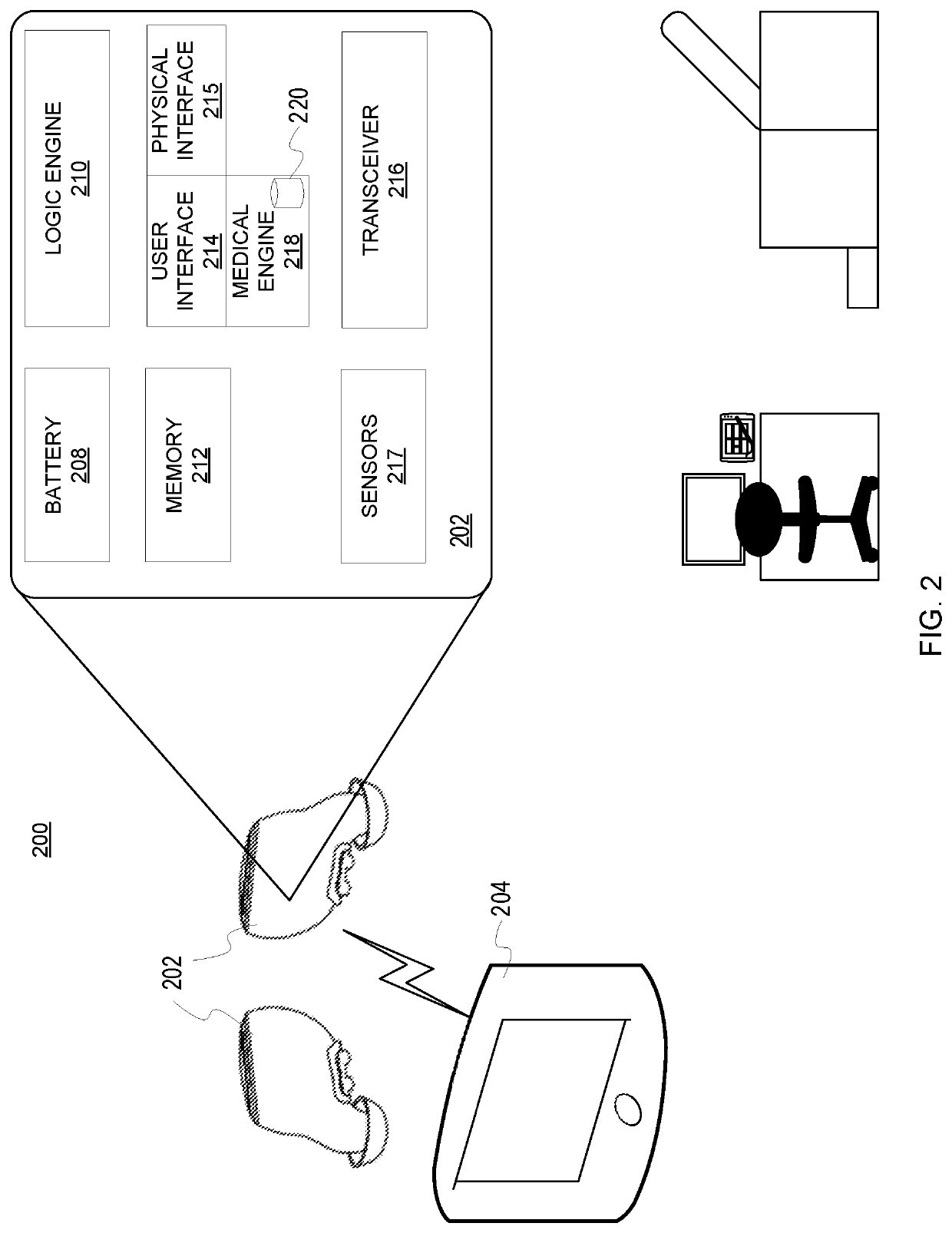 Wireless earpiece with a medical engine