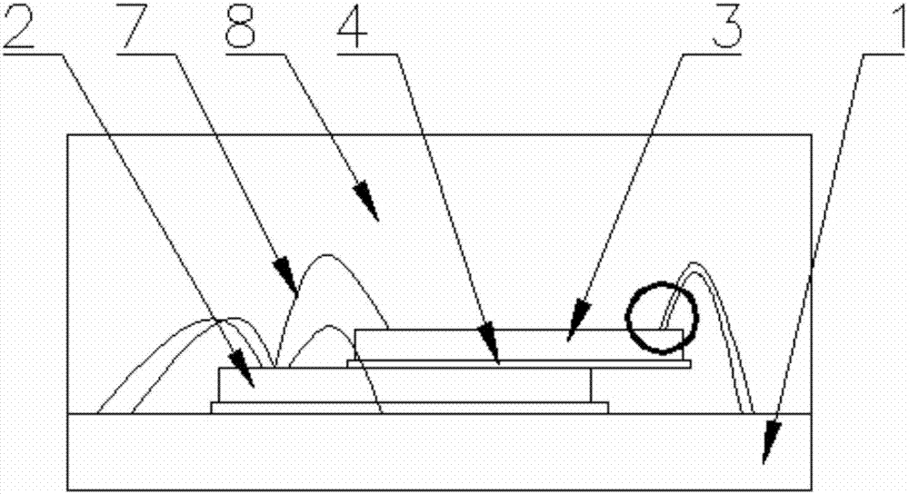 Structure for improving stacking mounting of multiple chips and technological method of structure