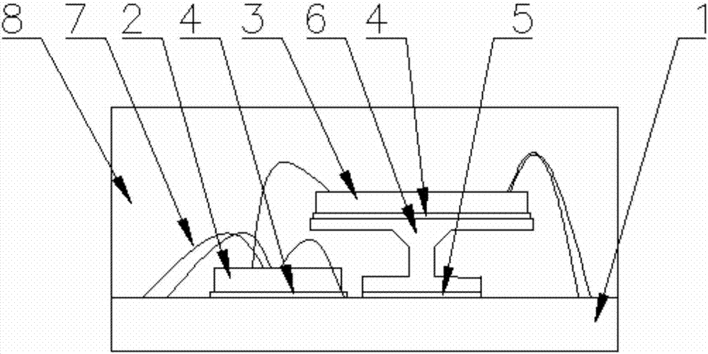 Structure for improving stacking mounting of multiple chips and technological method of structure