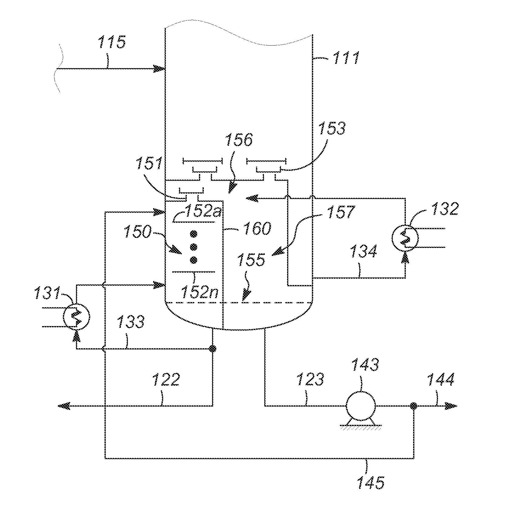 Split-shell raffinate columns and methods for use in continuous adsorptive separation processes