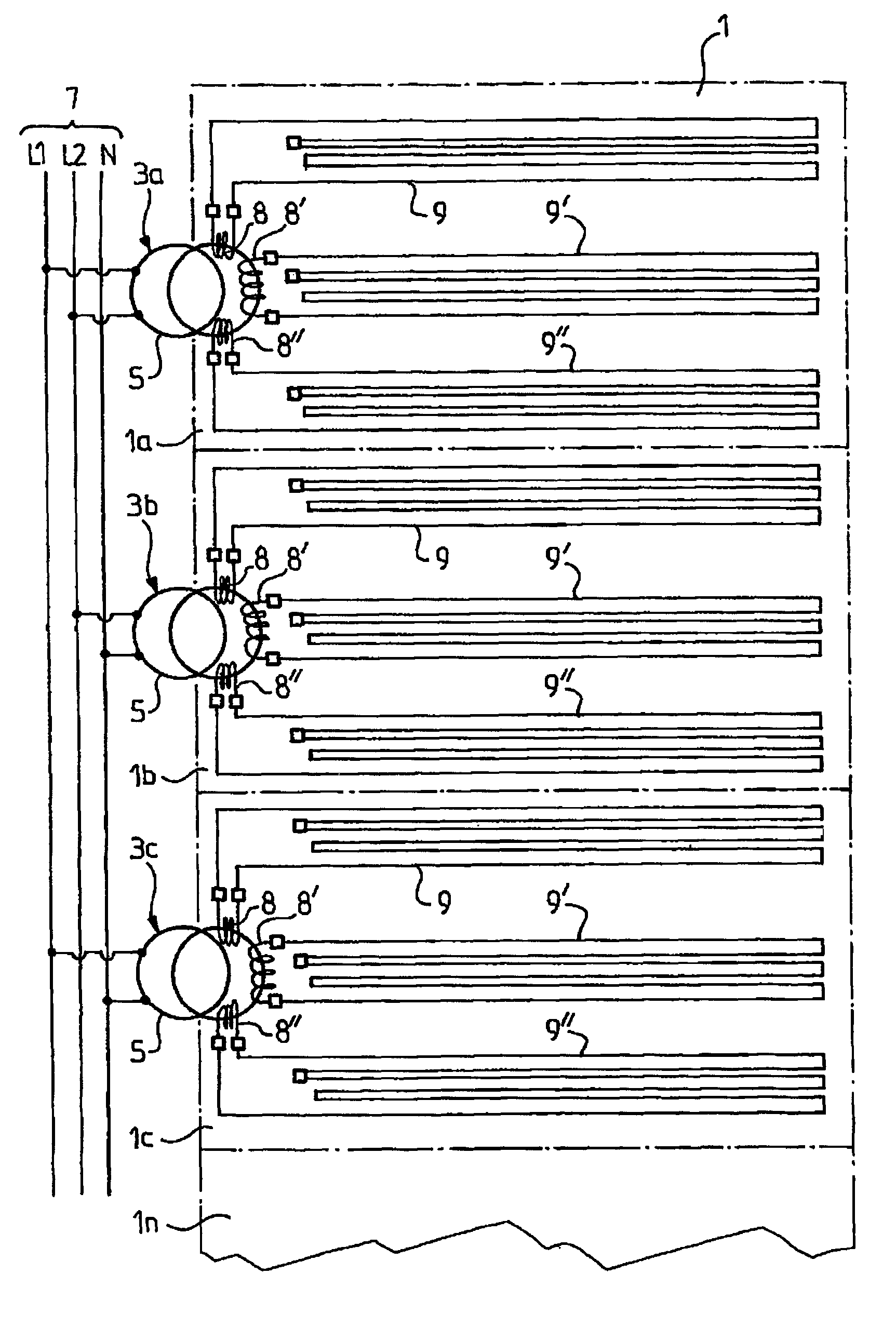 Device for heating grounds, in particular sports ground