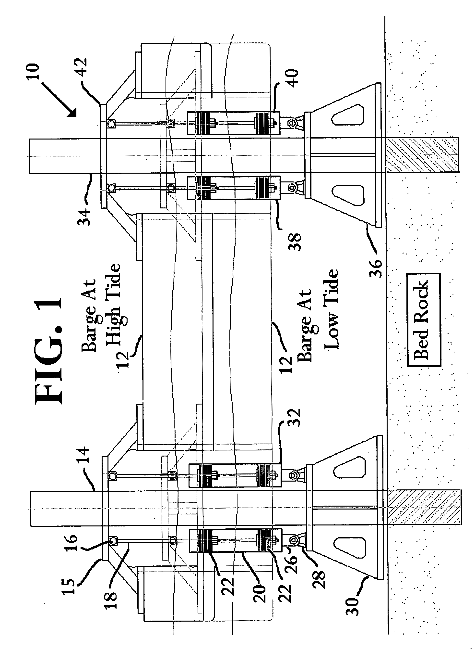 Barge-mounted tidal-powered desalinization system